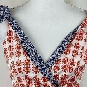 Dizzy Lizzy western Cotton red white blue tie shoulder Rockabilly Cowgirl Dress